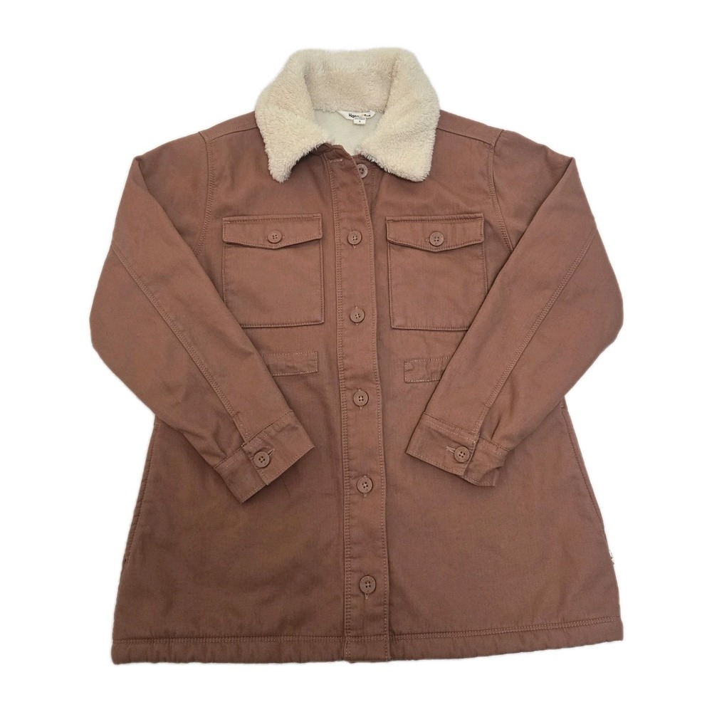 Hang Ten Barn Chore Jacket Womens‎ Small Sherpa Lined Collar Buttons Pockets Tie